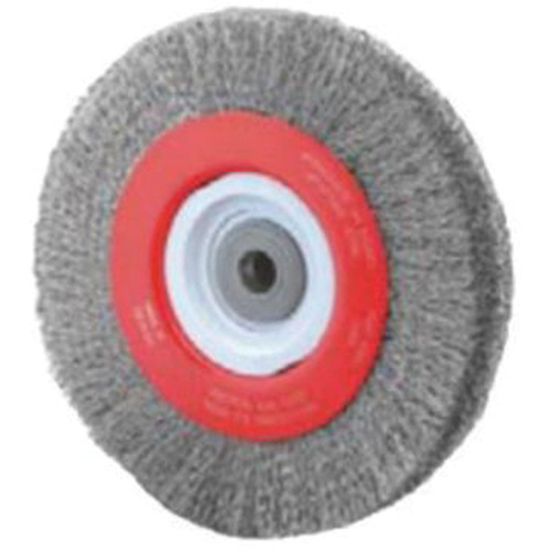 Crimped Bench Wheel, 8" Dia., 0.014" Fill, 1/2"-2 Arbor Ottawa Fastener Supply