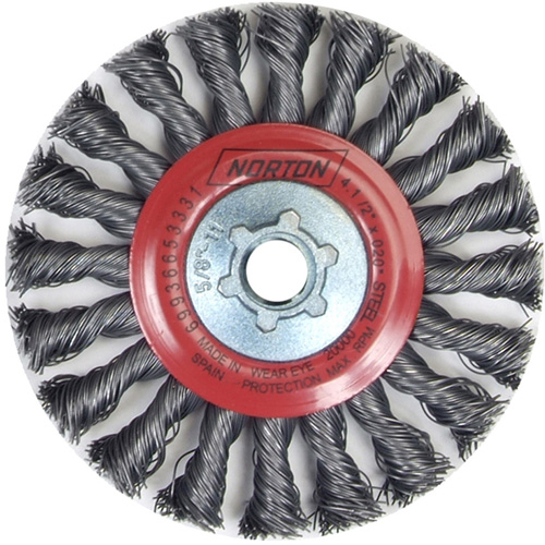 Full Cable Twist Wire Wheel, 4" Dia., 0.02" Fill, 5/8"-11 Arbor, Steel Ottawa Fastener Supply