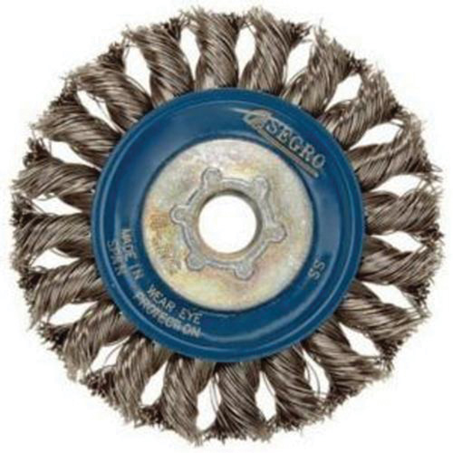 Full Cable Twist Wire Wheel, 5" Dia., 0.02" Fill, 5/8"-11 Arbor, Stainless Steel Ottawa Fastener Supply