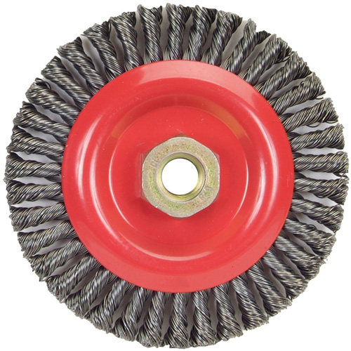 Brosse &agrave; fils nou&eacute;s pour cordons de soudure pour meuleuse angulaire, Dia. 5", Fils 0,02", Arbre 5/8"-11, Acier Ottawa Fastener Supply