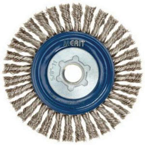 Brosse &agrave; fils nou&eacute;s pour cordons de soudure pour meuleuse angulaire, Dia. 5", Fils 0,02", Arbre 5/8"-11, Acier inoxydable Ottawa Fastener Supply