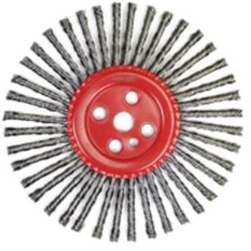 Brosse &agrave; fils nou&eacute;s pour cordons de soudure, Dia. 12", Fils 0,035", Arbre 1", Acier Ottawa Fastener Supply