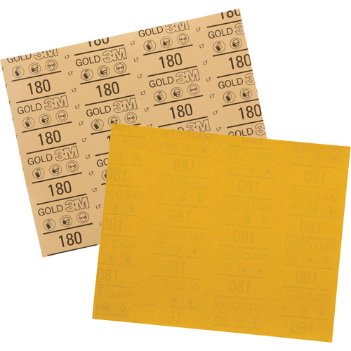 Feuille abrasive dor&eacute;e 12545, 9" x 11", Grain 180, Oxyde d'aluminium Ottawa Fastener Supply