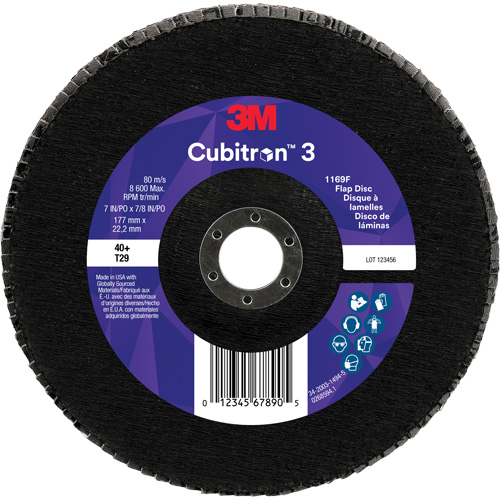 Cubitron 3 Conical  Flap Disc 1169F, 7" x 7/8", Type T29, 40+ Grit, Ceramic Ottawa Fastener Supply