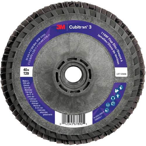 Cubitron 3 Conical  Flap Disc with Quick Change 1169F, 4-1/2" x 5/8"-11, Type T29, 40+ Grit, Ceramic Ottawa Fastener Supply