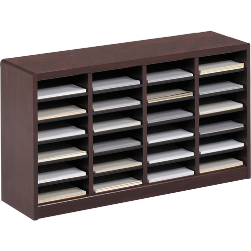 E-Z Stor&reg; Literature Organizer, Stationary, 24 Slots, Wood, 40" W x 11-3/4" D x 23" H Ottawa Fastener Supply