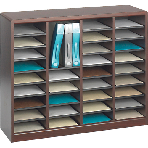 E-Z Stor&reg; Literature Organizer, Stationary, 36 Slots, Wood, 40" W x 3/4" D x 32-1/2" H Ottawa Fastener Supply