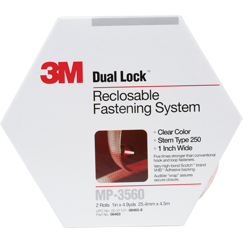 Attache refermable Dual Lock, Auto-appariement, 5 vg x 1", Adh&eacute;sif, Transparent Ottawa Fastener Supply