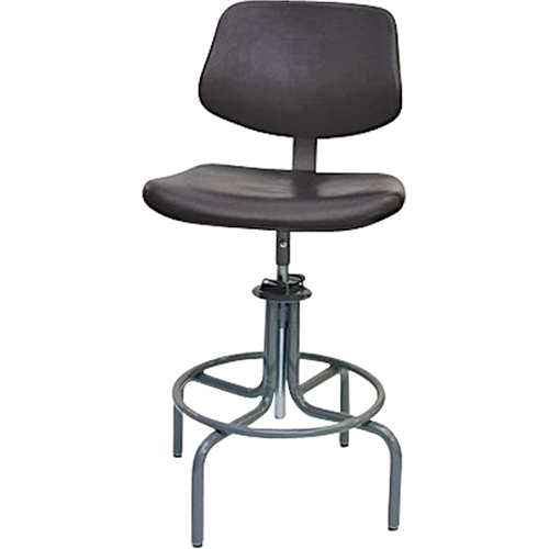 600 Series Rectangular Stool with Back , Mobile, Adjustable, 25" - 31", Polyurethane Seat, Black Ottawa Fastener Supply
