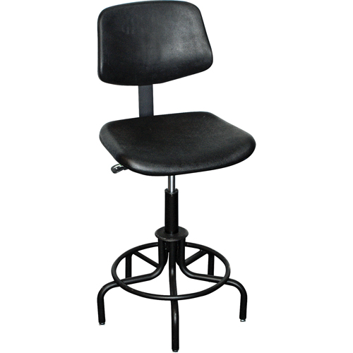 6000 Series Stool with Back, Stationary, Adjustable, 25" - 30", Polyurethane Seat, Black Ottawa Fastener Supply
