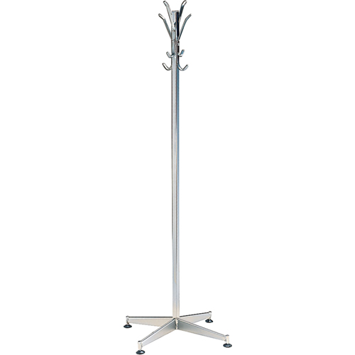 Coat Tree, 60" H, Steel, Chrome, 8 Hook(s) Ottawa Fastener Supply