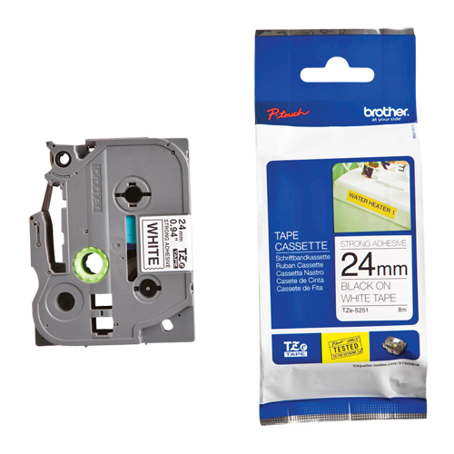 Laminated Industrial Tape, 24 mm x 13', Black on White Ottawa Fastener Supply