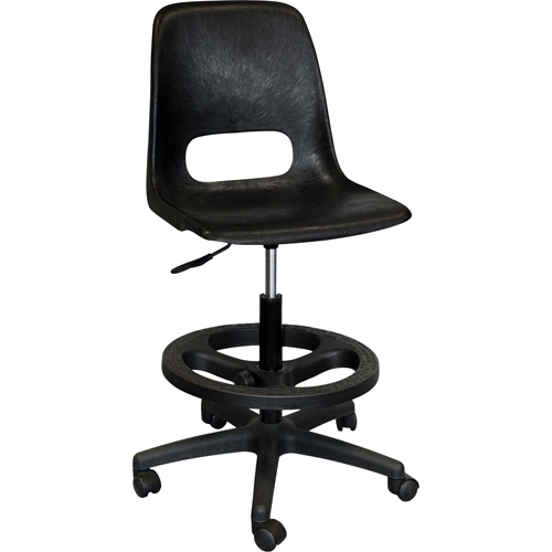 800 Series Classroom Stool with Back, Mobile, Adjustable, 21" - 28", Polypropylene Seat, Grey Ottawa Fastener Supply