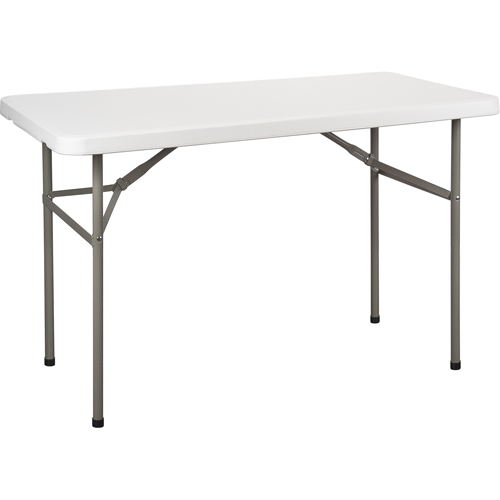 Folding Table, Rectangular, 48" L x 24" W, Polyethylene, White Ottawa Fastener Supply