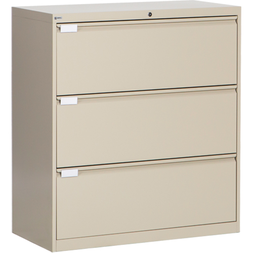 Classeur lat&eacute;ral, Acier, 3 tiroirs, 36" la x 18" p x 40-1/16" h, Beige Ottawa Fastener Supply