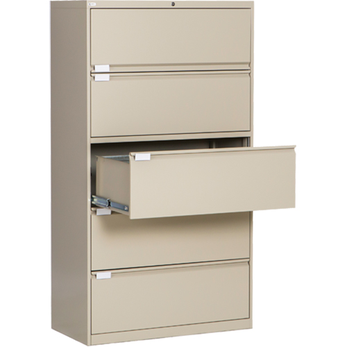 Classeur lat&eacute;ral, Acier, 5 tiroirs, 36" la x 18" p x 65-1/2" h, Beige Ottawa Fastener Supply