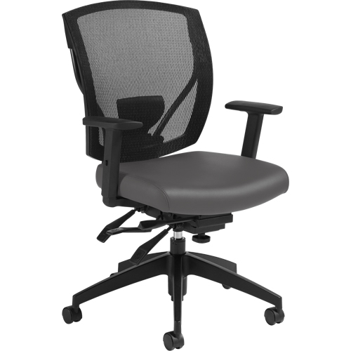 Multi-Tilter Arm Chairs, Vinyl, Charcoal, 300 lbs. Capacity Ottawa Fastener Supply