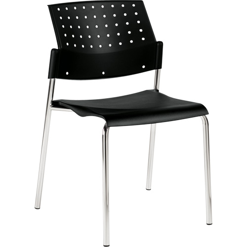 Armless Stacking Chair, Plastic, 33" High, 300 lbs. Capacity, Black Ottawa Fastener Supply