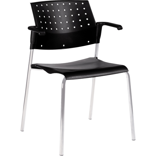 Stacking Chairs, Plastic, 33" High, 300 lbs. Capacity, Black Ottawa Fastener Supply