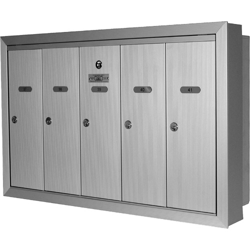 Single Deck Semi-Recessed Mailboxes, Wall -Mounted, 16" x 5-1/2", 6 Doors, Aluminum Ottawa Fastener Supply