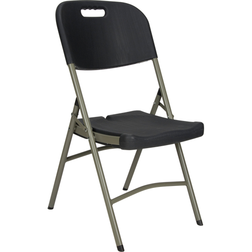 Folding Chair, Polyethylene, Black, 350 lbs. Weight Capacity Ottawa Fastener Supply