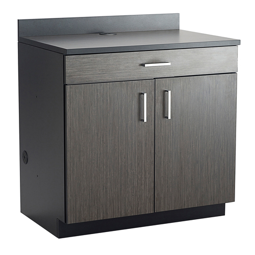 Modular Base Cabinet, Melamine, 39" H x 36" W x 25" D, Asian Night/Black Ottawa Fastener Supply
