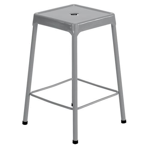 Counter Stool, Stationary, Fixed, 25", Steel Seat, Grey Ottawa Fastener Supply