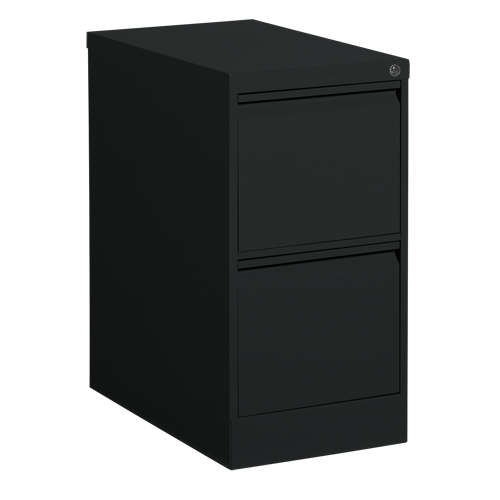 Vertical Filing Cabinet, Steel, 2 Drawers, 15-1/7" W x 25" D x 29" H, Black Ottawa Fastener Supply