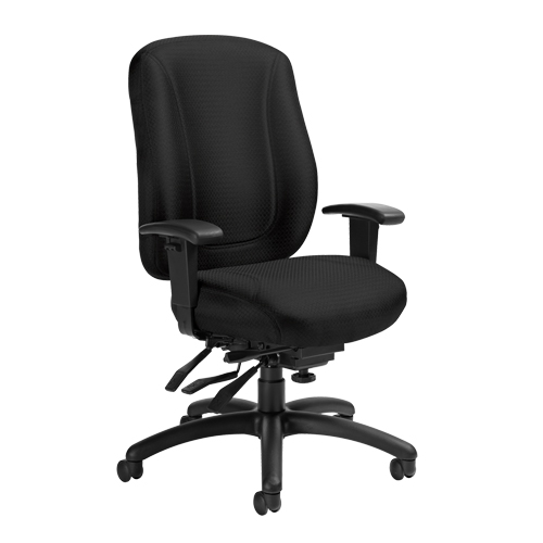 Overtime High Back Chair, Fabric, Black, 300 lbs. Capacity Ottawa Fastener Supply