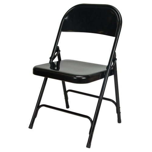 Folding Chair, Steel, Black, 300 lbs. Weight Capacity Ottawa Fastener Supply