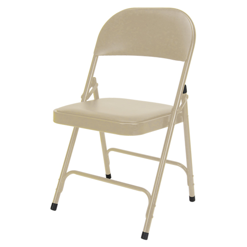 Vinyl Padded Folding Chair, Steel, Beige, 300 lbs. Weight Capacity Ottawa Fastener Supply