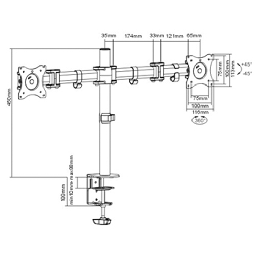 Bras double pour moniteur ActivErgo Ottawa Fastener Supply