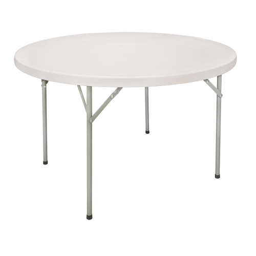 Folding Table, Round, 48" L x 48" W, Polyethylene, White Ottawa Fastener Supply