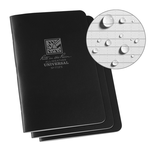 All-Weather Notebook, Soft Cover, Black, 48 Pages, 4-5/8" W x 7" L Ottawa Fastener Supply