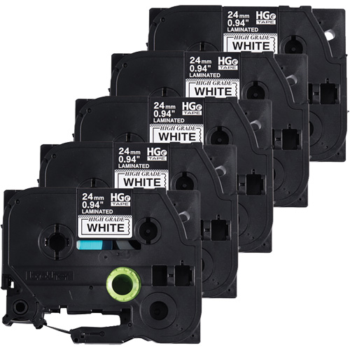 Ruban lamin&eacute;, 24 mm x 8 m, Noir sur blanc Ottawa Fastener Supply