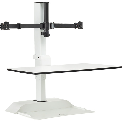 Soar Sit/Stand Electric Desk with Dual Monitor Arm, Desktop Unit, 37-1/4" H x 27-3/4" W x 22" D, White Ottawa Fastener Supply