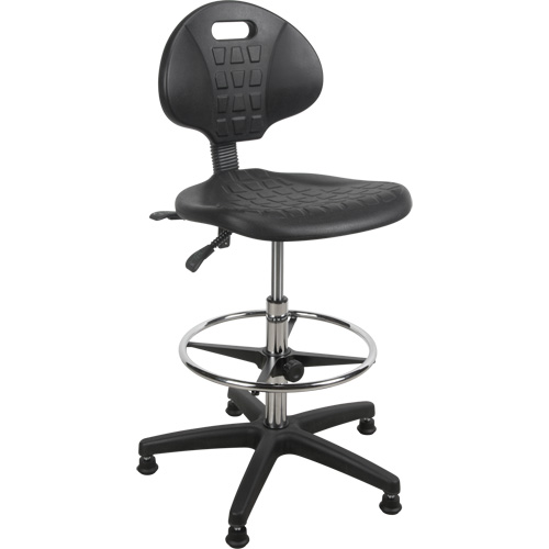 Heavy-Duty Ergonomic Stool, Stationary, Adjustable, 39” - 48”, Polyurethane Seat, Black Ottawa Fastener Supply