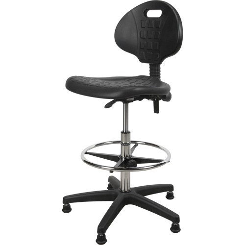 Heavy-Duty Ergonomic Stool, Stationary, Adjustable, 39” - 48”, Polyurethane Seat, Black Ottawa Fastener Supply