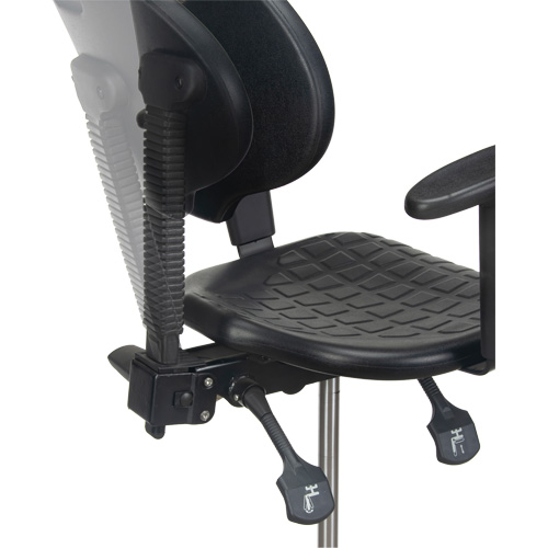 Heavy-Duty Ergonomic Stool with Adjustable Arm Rests, Stationary, Adjustable, 39" - 48", Polyurethane Seat, Black Ottawa Fastener Supply