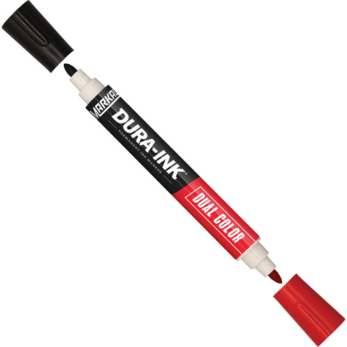 Marqueur &agrave; encre permanente et double couleur Markal Dura-Ink, Noir/Rouge, Pointe Ronde Ottawa Fastener Supply