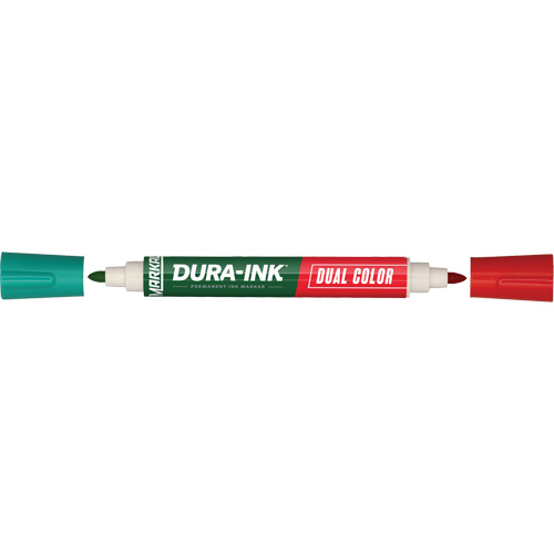 Markal&reg; Dura-Ink&reg; Dual Colour Permanent Ink Marker, Bullet, Green/Red Ottawa Fastener Supply