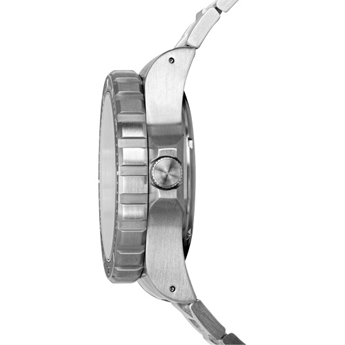 Tr&egrave;s grande montre automatique avec jour/date avec bracelet en acier inoxydable, Num&eacute;rique, &agrave; piles, 46 mm, Argent Ottawa Fastener Supply
