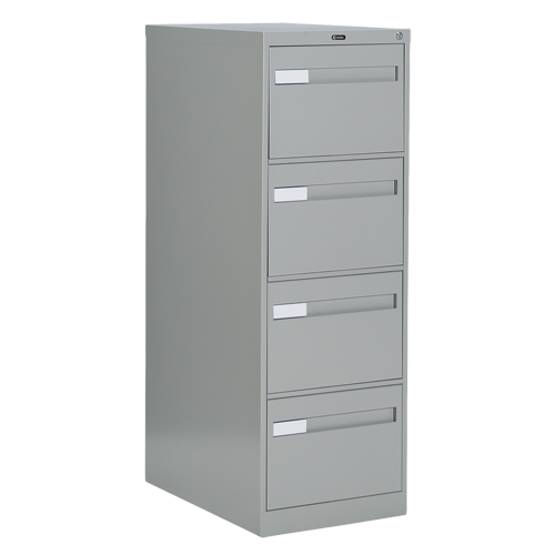 Vertical Filing Cabinet with Recessed Drawer Handles, 4 Drawers, 18.15" W x 26.56" D x 52" H, Grey Ottawa Fastener Supply