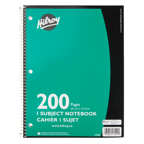 1 Subject Spiral Notebook Ottawa Fastener Supply