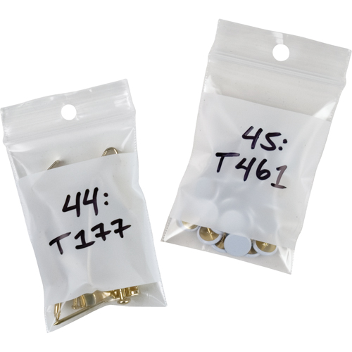 White Block Poly Bags, Reclosable, 3" x 2", 2 mils Ottawa Fastener Supply