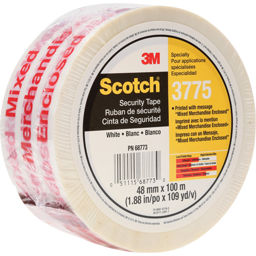 Ruban d'emballage Scotch 3775 avec message, Adh&eacute;sif Thermofusible, 2 mils, 48 mm (1-22/25") x 100 m (328') Ottawa Fastener Supply