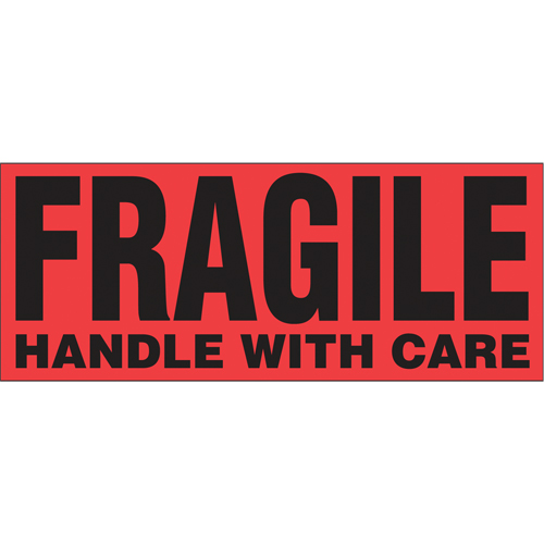 "Fragile Handle with Care" Special Handling Labels, 5" L x 2" W, Black on Red Ottawa Fastener Supply