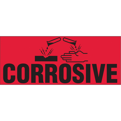 &eacute;tiquettes pour traitement sp&eacute;cial Corrosive, 5" lo x 2" la, Noir/rouge Ottawa Fastener Supply