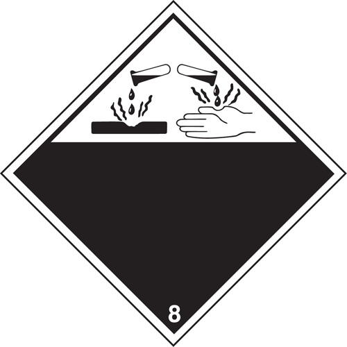 TDG Shipping Labels, Class 8, Corrosives, Vinyl Ottawa Fastener Supply