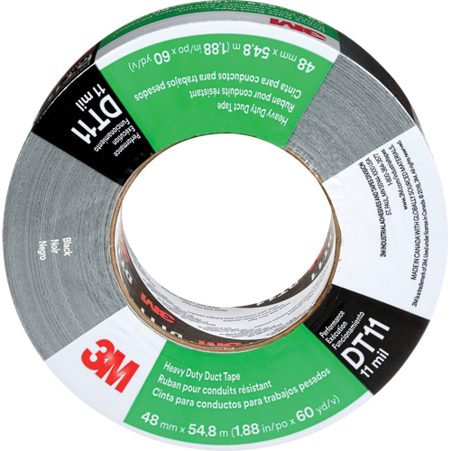 DT11 Heavy-Duty Duct Tape, 11 mils, Black, 48 mm (2") x 55 m (180') Ottawa Fastener Supply